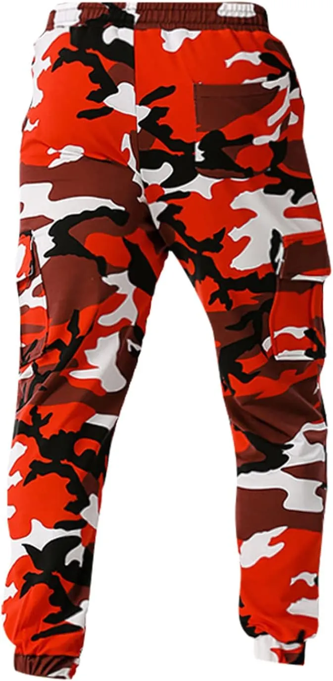 Ymosrh Mens Pants Fashion Men's Patchwork Camouflage Jogging Pants Outdoor Sports Fitness Stretch