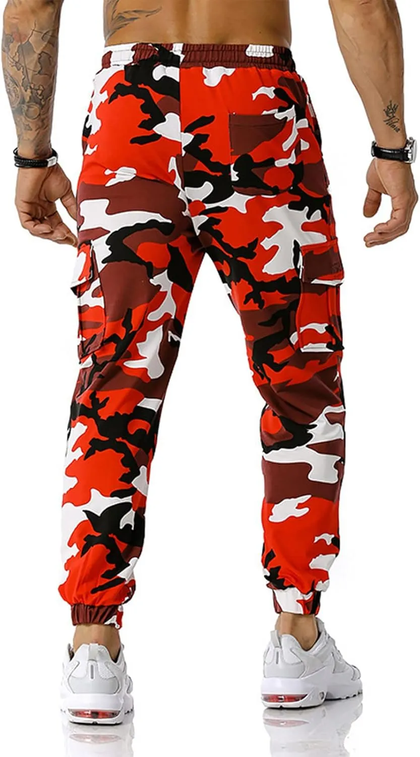 Ymosrh Mens Pants Fashion Men's Patchwork Camouflage Jogging Pants Outdoor Sports Fitness Stretch