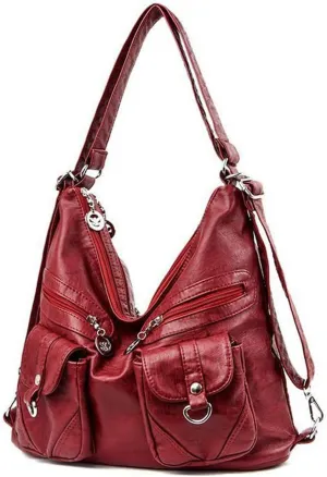 ZiMing Vintage Women Handbags Purses Soft PU Leather Shoulder Bag Hobo Handbag Tote Bags Backpack Stylish Satchel Zip Pocket