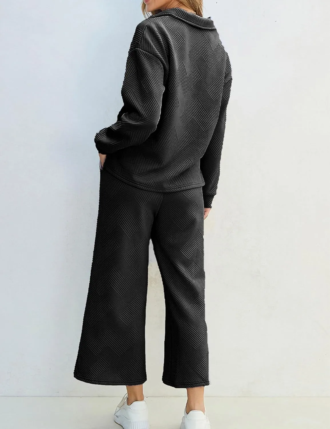 Zontroldy Women's 2 Piece Sets Fall Outfits Pollever Sweatshirt Wide Leg Pants Matching Set Tracksuit